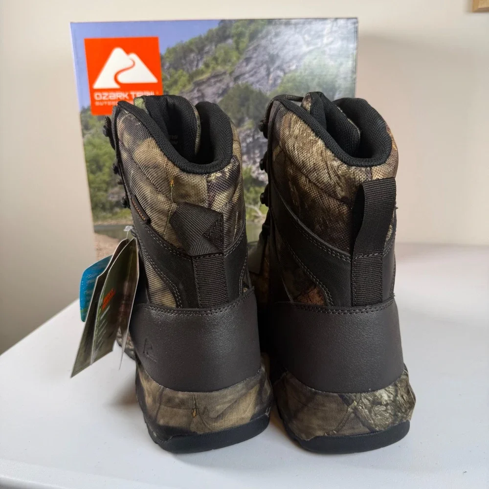 NEW Ozark Trail Mossy Oak Hunting Boots Size 10 Camo Waterproof Insulated 8 Inch